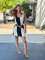 Wide stripe linen mini dress