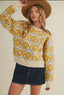 Fuzzy floral sweater