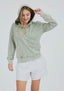 Washed Hooded Henley Knit Sweater