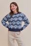 Fuzzy floral sweater