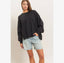 Acid wash raw edge top