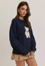 Navy bow bear sweater