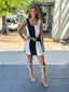 Wide stripe linen mini dress