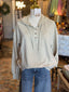 Washed Hooded Henley Knit Sweater