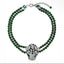Silver Leopard Green Agate
Beaded Necklace