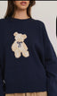 Navy bow bear sweater