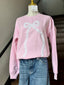 Lace ribbon bow sweatshirt